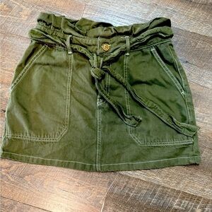 Olive Green Tie-Waist Skirt